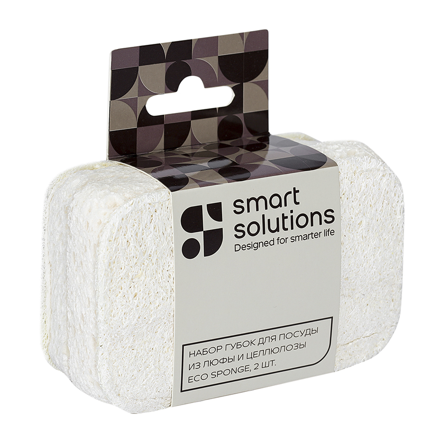 Губки для мытья посуды Smart Solutions из люфы и целлюлозы Eco Sponge, 2 шт