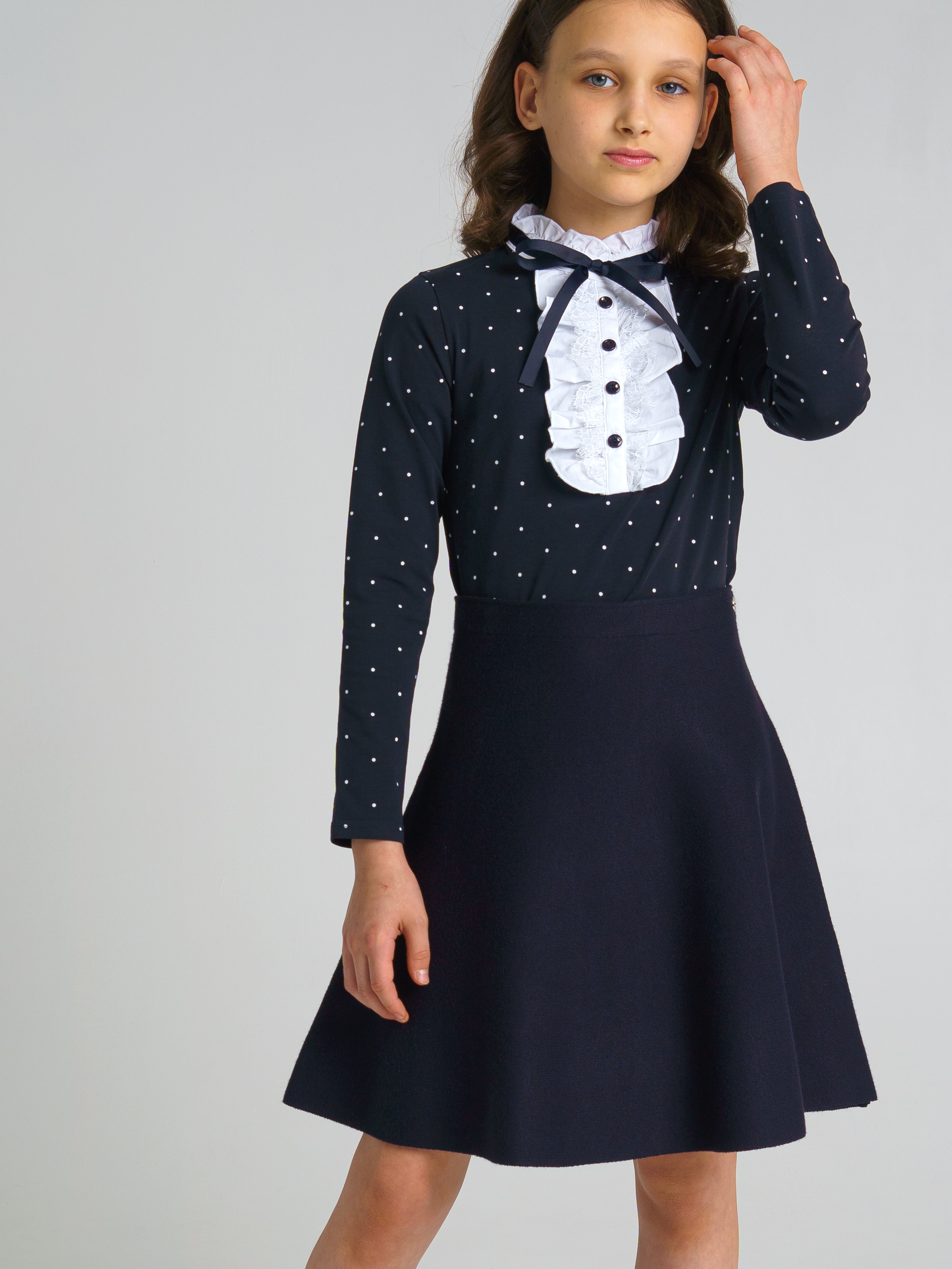 

Блузка детская PlayToday 22127052 цв. синий; белый р. 140, 22127052