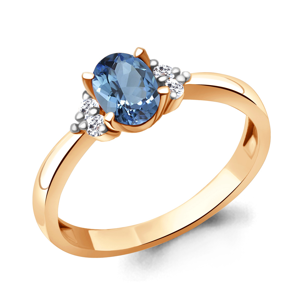 

Кольцо из серебра с топазом/фианитом р., Aquamarine 6523605, 6523605_925_з