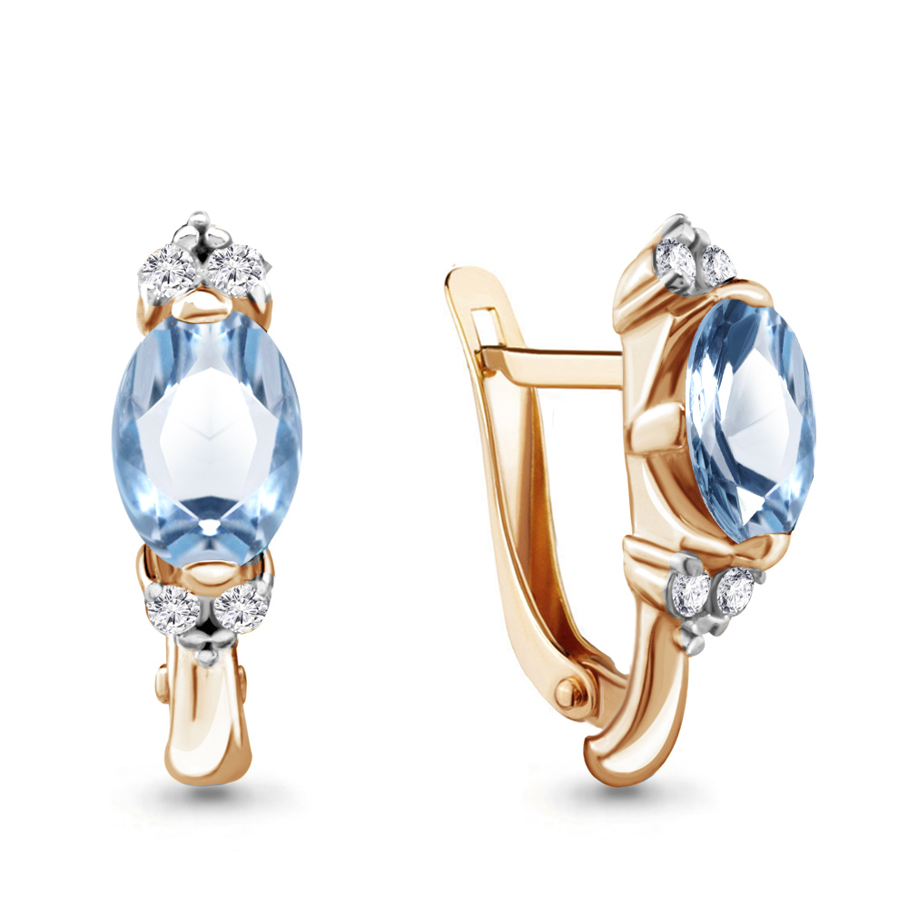 

Серьги из серебра с топазом/фианитом Aquamarine 4414105, 4414105_925_з