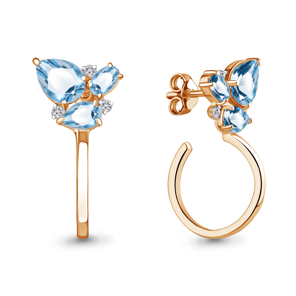 

Серьги подвески из серебра с топазом/фианитом Aquamarine 4758405А, 4758405А_925_з