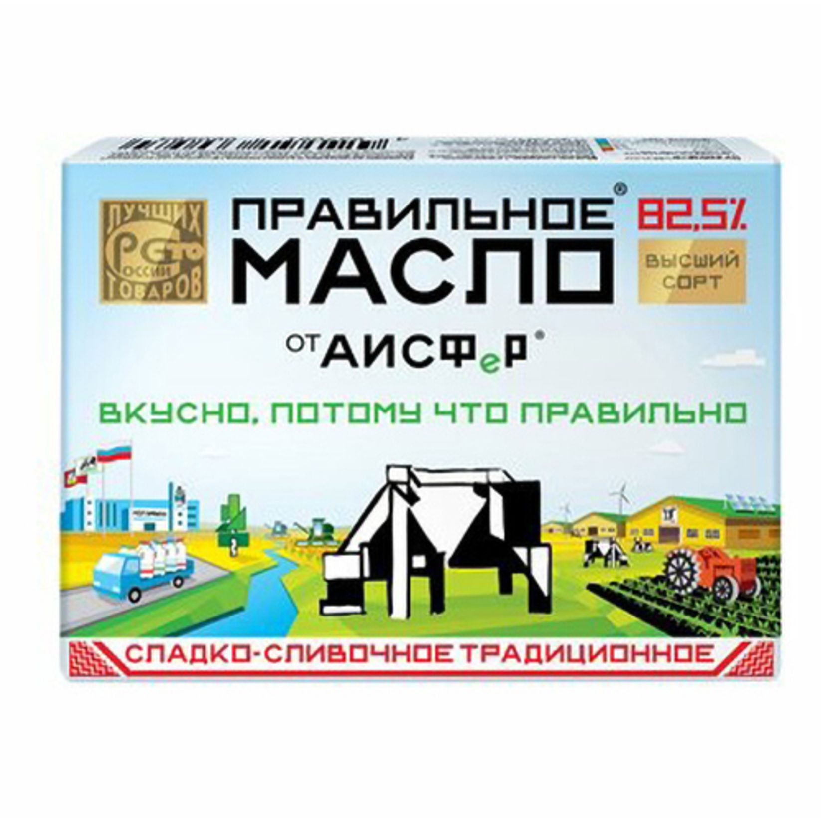 Сладкосливочное масло Правильное Масло Традиционное 82,5% БЗМЖ 180 г