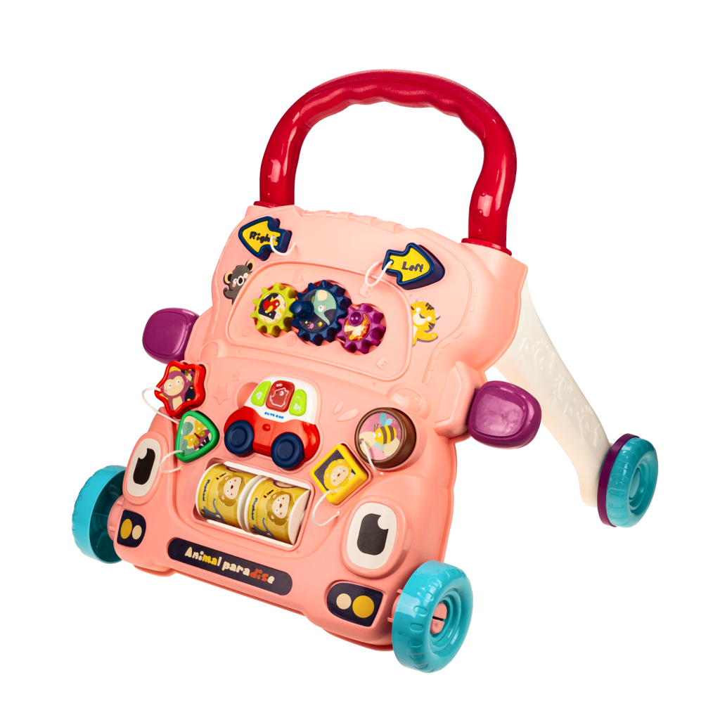 фото Детские ходунки-каталка solmax, игровой центр со световыми и звуковыми эффектами, розовый