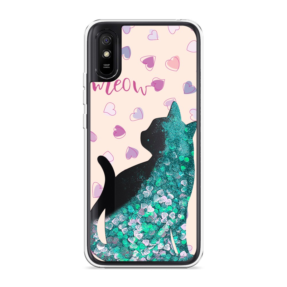 

Жидкий чехол с блестками "Прозрачный кот" на Xiaomi Redmi 9A