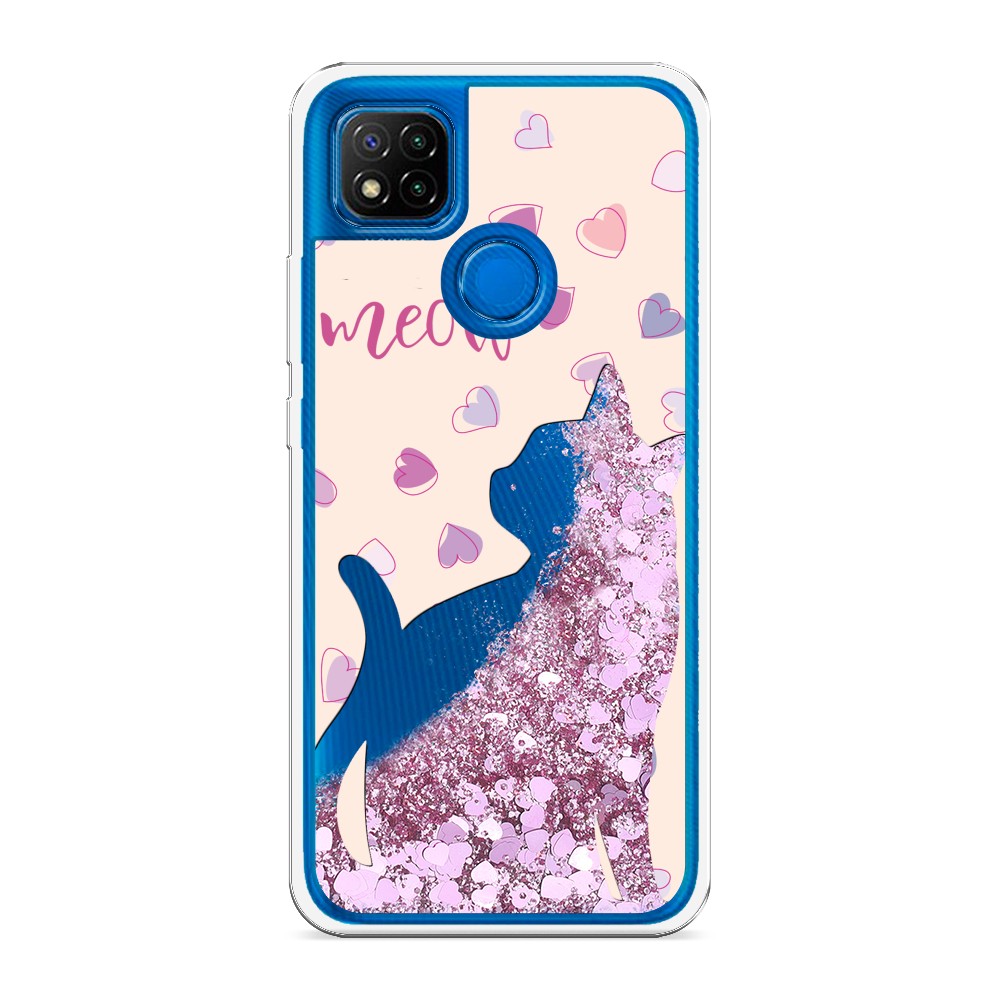 

Жидкий чехол с блестками "Прозрачный кот" на Xiaomi Redmi 9C