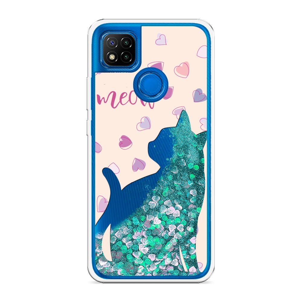 

Жидкий чехол с блестками "Прозрачный кот" на Xiaomi Redmi 9C