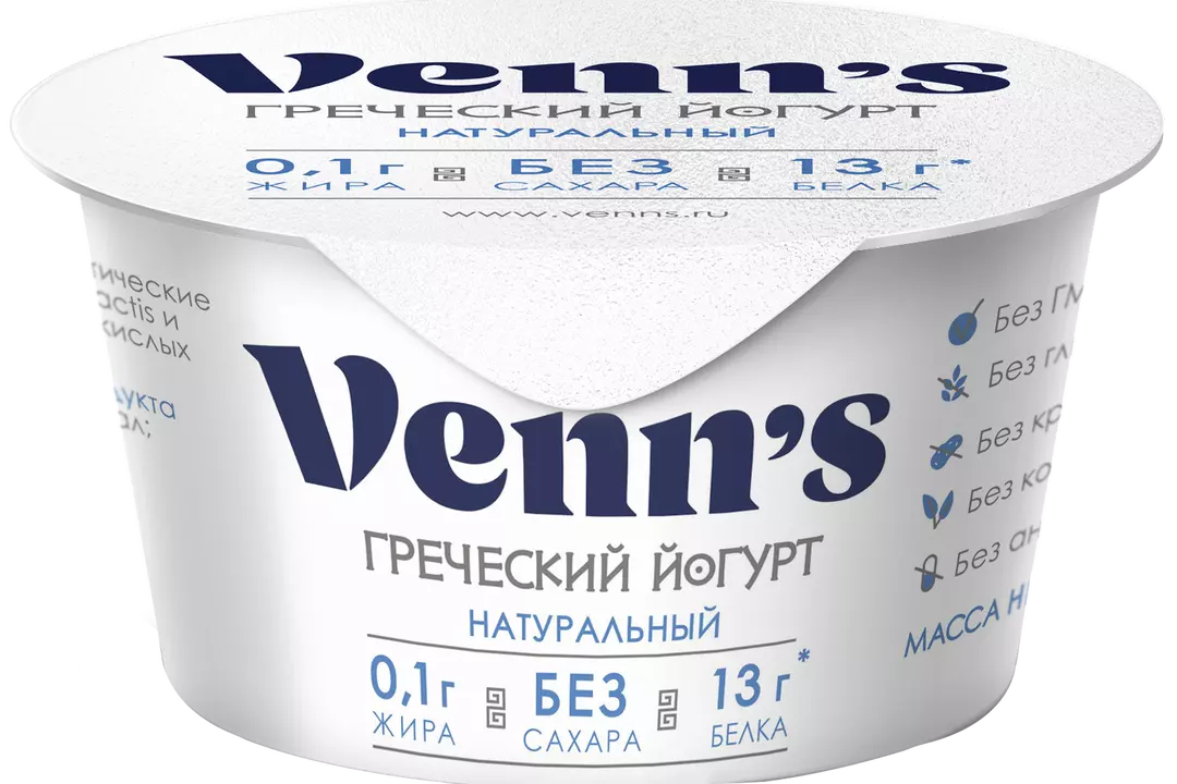 

Йогурт Venn's Греческий обезжиренный 0,1% БЗМЖ 130 г