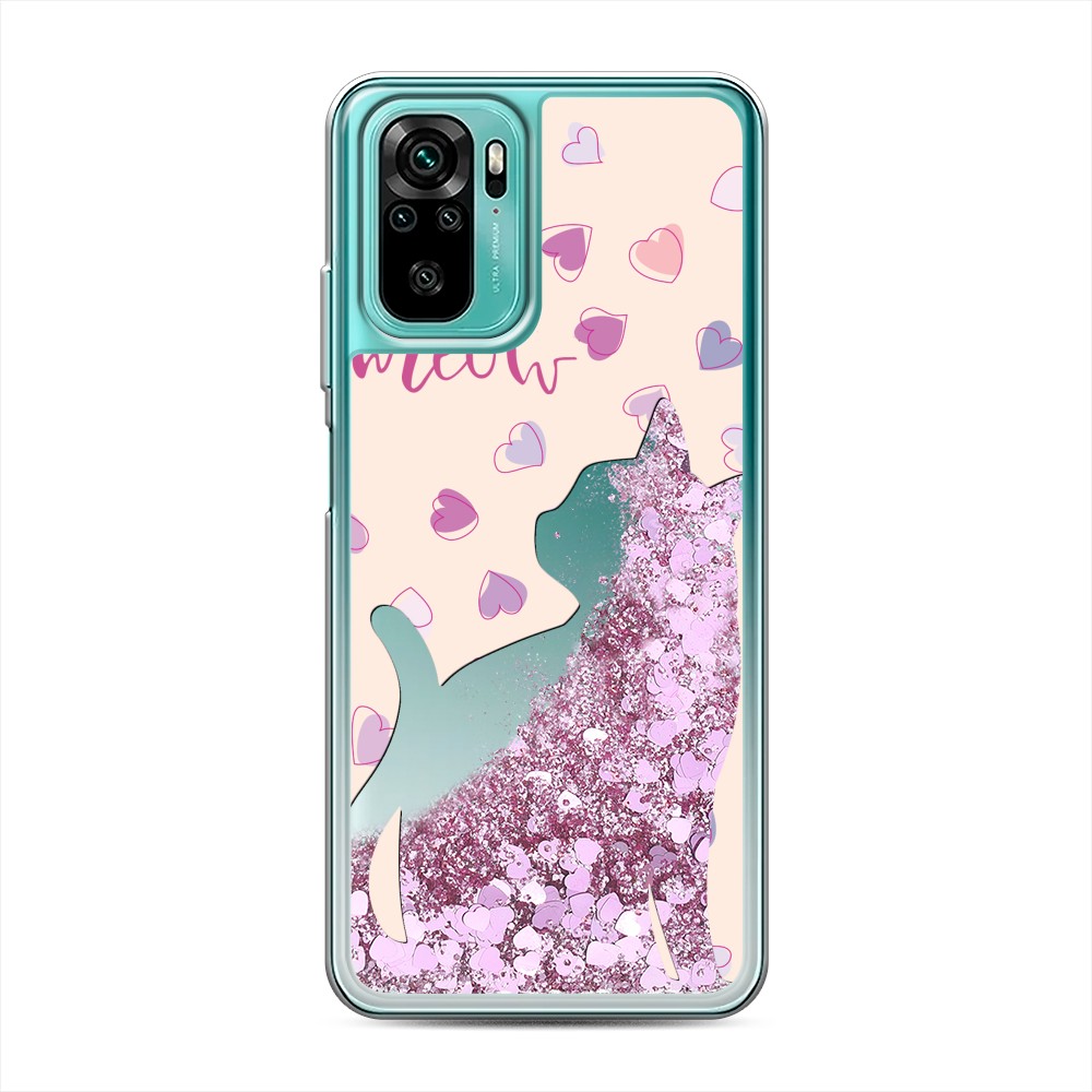

Жидкий чехол с блестками "Прозрачный кот" на Xiaomi Redmi Note 10
