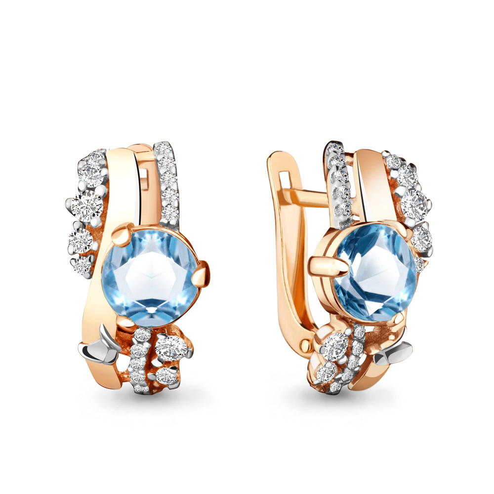 

Серьги из серебра с топазом/фианитом Aquamarine 4471805А, 4471805А_925_з