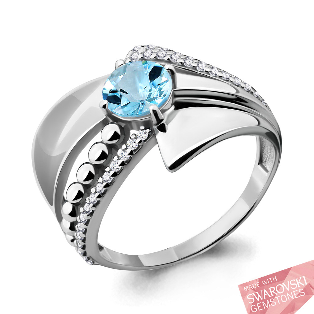 

Кольцо из серебра с топазом/фианитом р. Aquamarine 6483824А, 6483824А_925_р