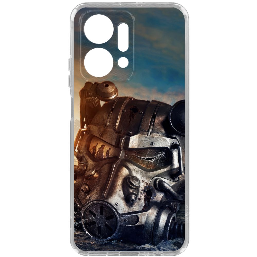 

Чехол-накладка Krutoff Clear Case Фоллаут (Fallout) - Шлем Т-60 для Honor X7a