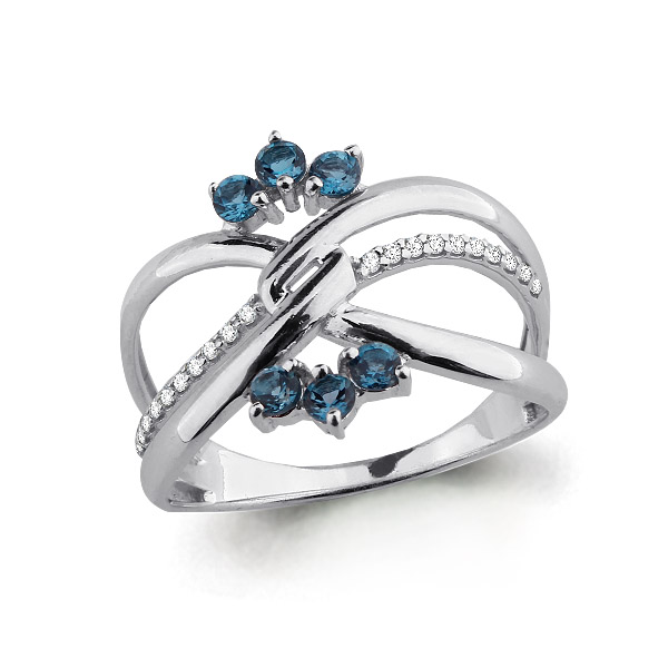 

Кольцо из серебра с топазом/фианитом р., Aquamarine 6573408А, 6573408А_925_р