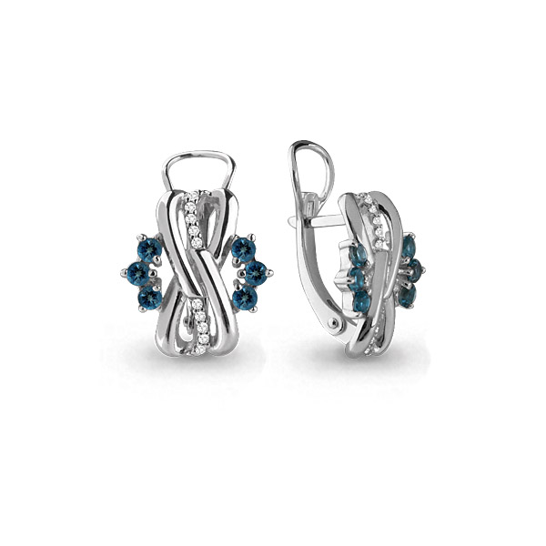 

Серьги из серебра с топазом/фианитом Aquamarine 4473508А, 4473508А_925_р