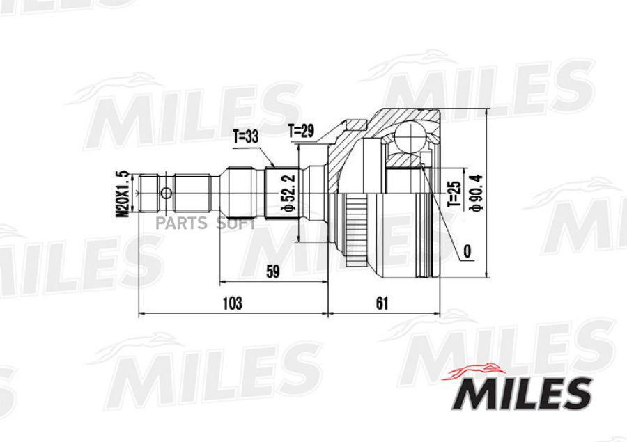 

Шрус Opel Astra/Vectra/Zafira 1.8-2.5 95-05 Нар.(Abs) Miles арт. GA20352