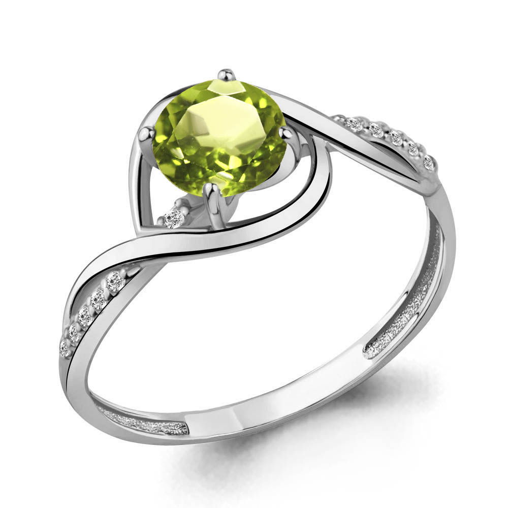

Кольцо из серебра с хризолитом/фианитом р. Aquamarine 6520707А, 6520707А_925_р