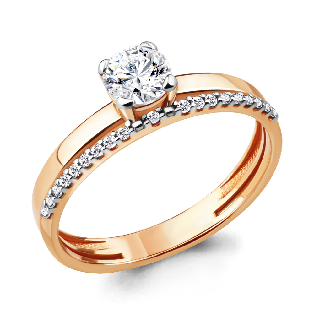 

Кольцо помолвочное из красного золота с фианитом р., Aquamarine 66120А, 66120А_585_кз