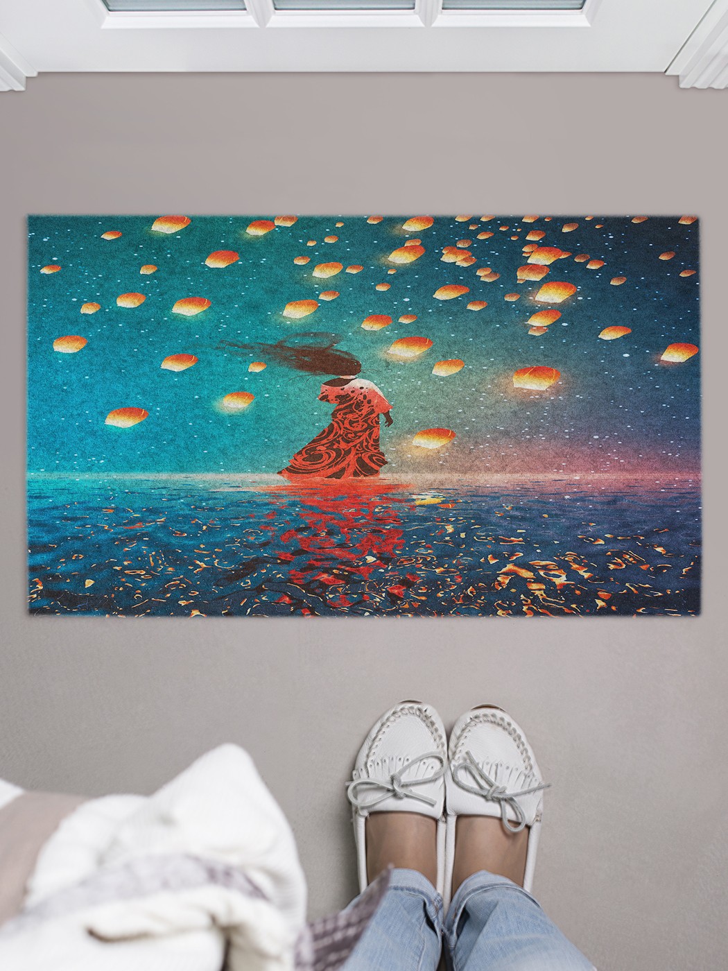 фото Придверный коврик joyarty "морской призрак" для обуви 75x45 см