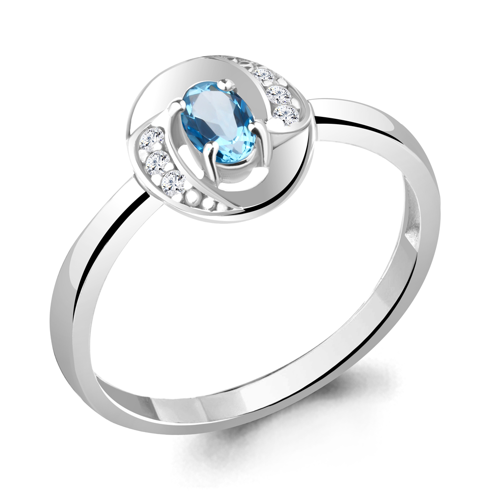 

Кольцо из серебра с топазом/фианитом р., Aquamarine 6947005А, 6947005А_925_р