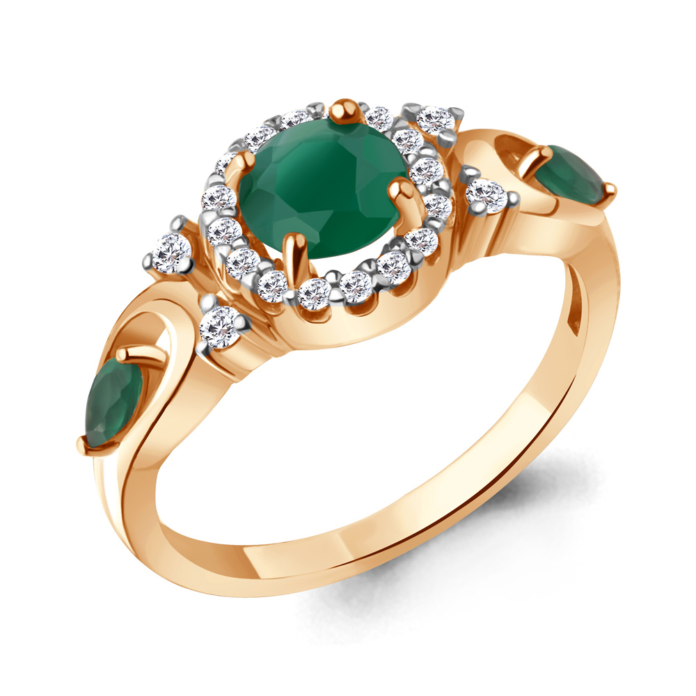 

Кольцо из серебра с агатом/фианитом р., Aquamarine 6695709А, 6695709А_925_з
