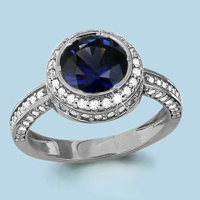 

Кольцо из серебра с фианитом/сапфиром искусственным р. Aquamarine 63901Б, 63901Б_925_р