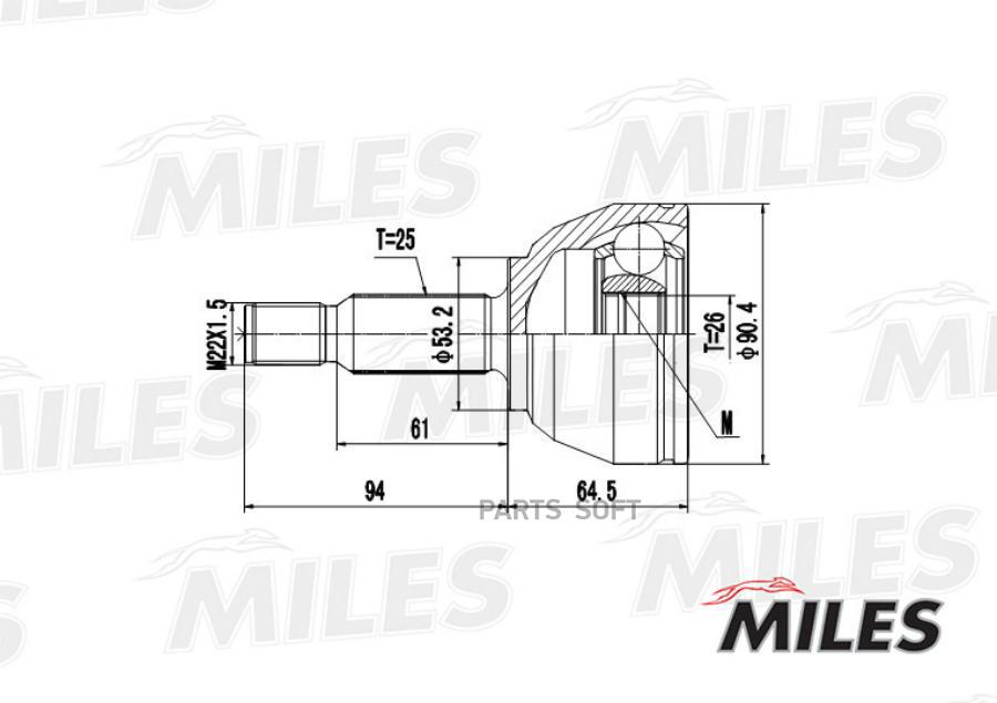 

Шрус Miles Ga20122 Шрус Ford Tourneo Connect 1.8t 02- Нар. Miles арт. GA20122