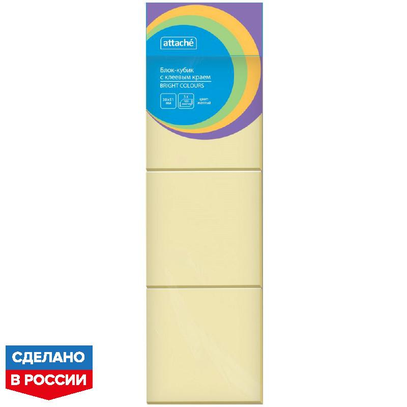 

Стикеры ATTACHE Bright colours с клеев.краем 38х51 желтый 100л. 3 шт/наб, (5шт.)