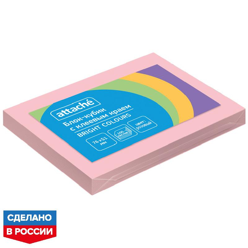 

Стикеры ATTACHE Bright colours с клеев.краем 76х51 розовый 100л, (15шт.)