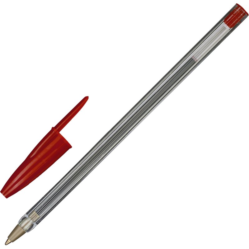 

Ручка шариковая эконом, цвет чернил синий, 1 мм, красный корпус, (35шт.)