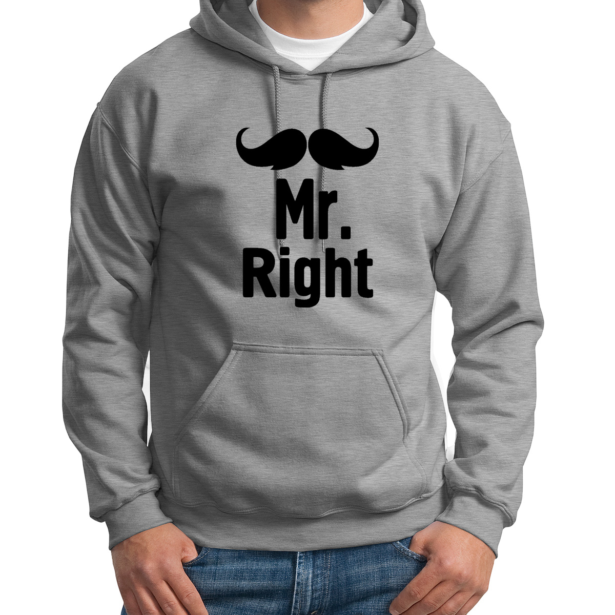 

Худи унисекс CoolPodarok Mr right Мистер совершенство серое 54 RU, Серый, S0113917