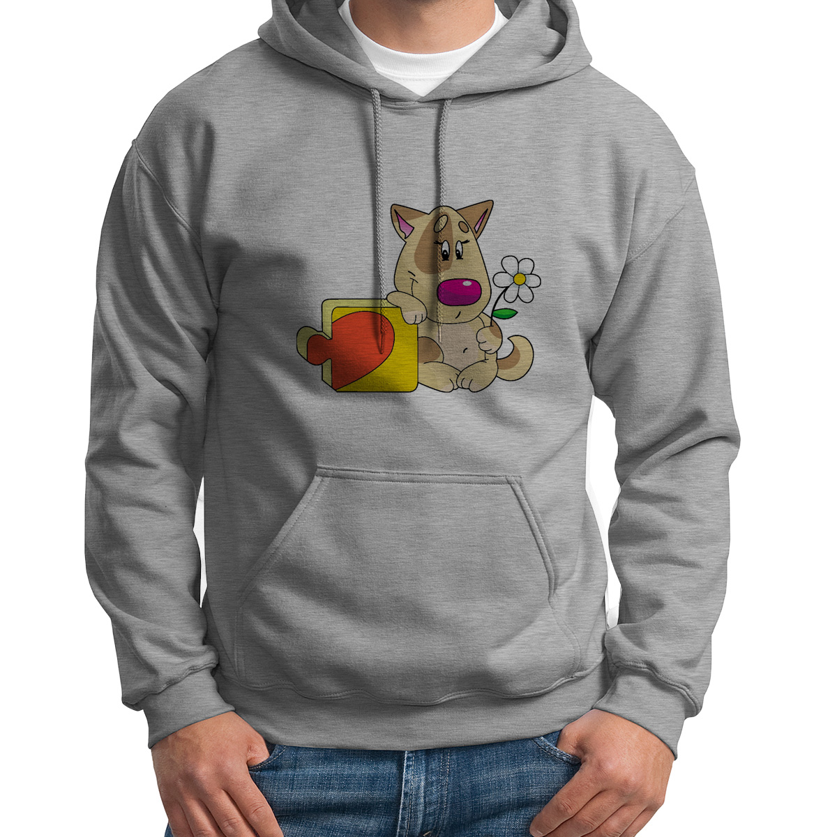 

Худи унисекс CoolPodarok Собака девочка есть пара серое 54 RU, Серый, S0113961