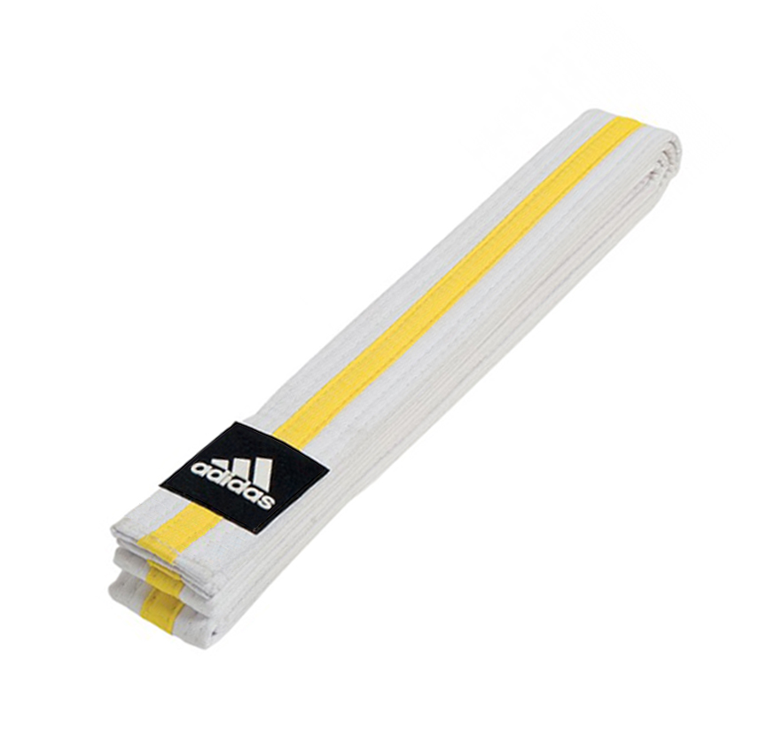 фото Пояс для единоборств striped belt бело-желтый (длина 260 см) adidas