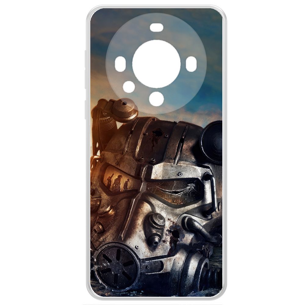 

Чехол-накладка Krutoff Clear Case Фоллаут (Fallout) - Шлем Т-60 для Huawei Mate 60 Pro, Прозрачный