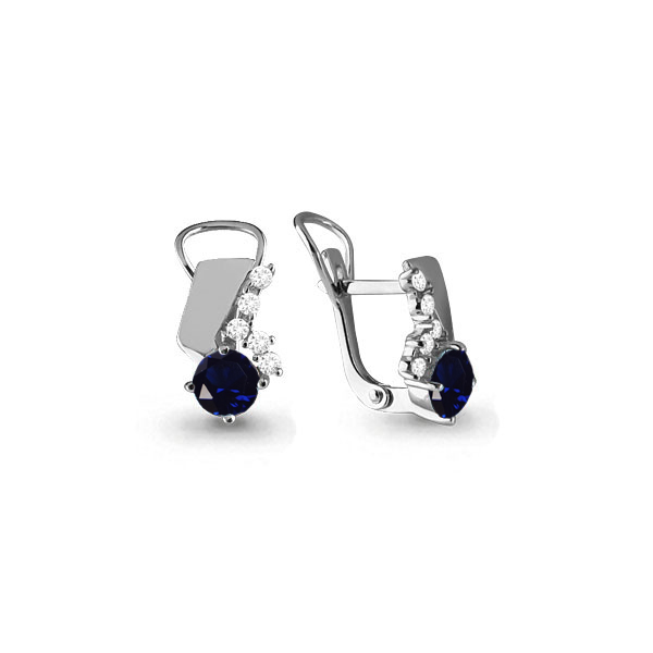 

Серьги из серебра с фианитом/сапфиром искусственным Aquamarine 44807Б, 44807Б_925_р