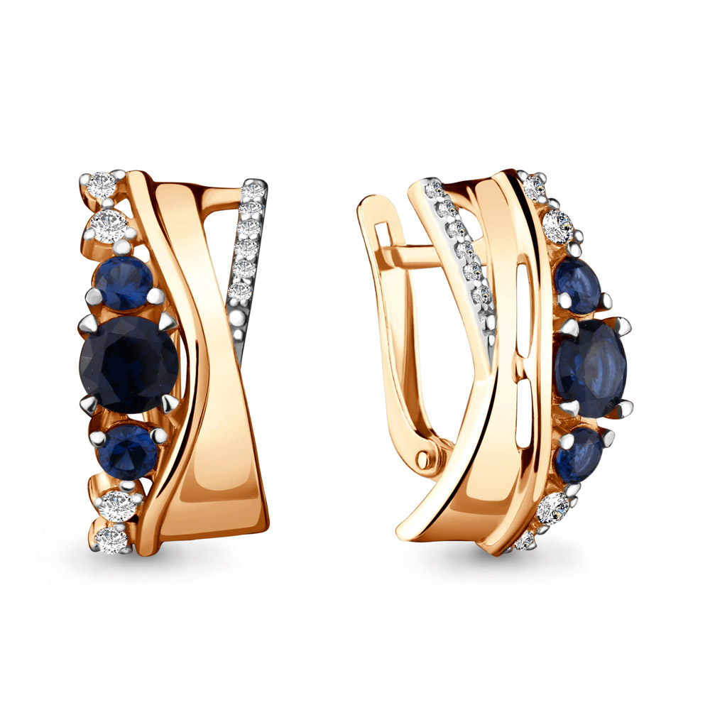 

Серьги из серебра с фианитом/сапфиром искусственным Aquamarine 45906Б, 45906Б_925_з