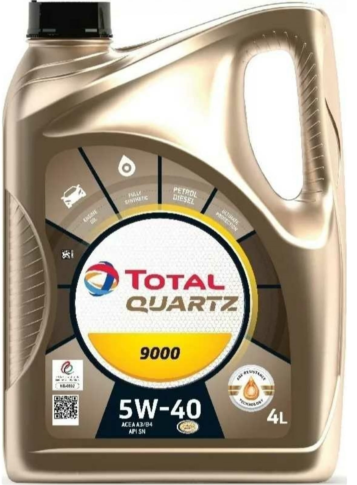 Моторное масло TOTAL синтетическое 5w40 Quartz 9000 A3/B4 4л