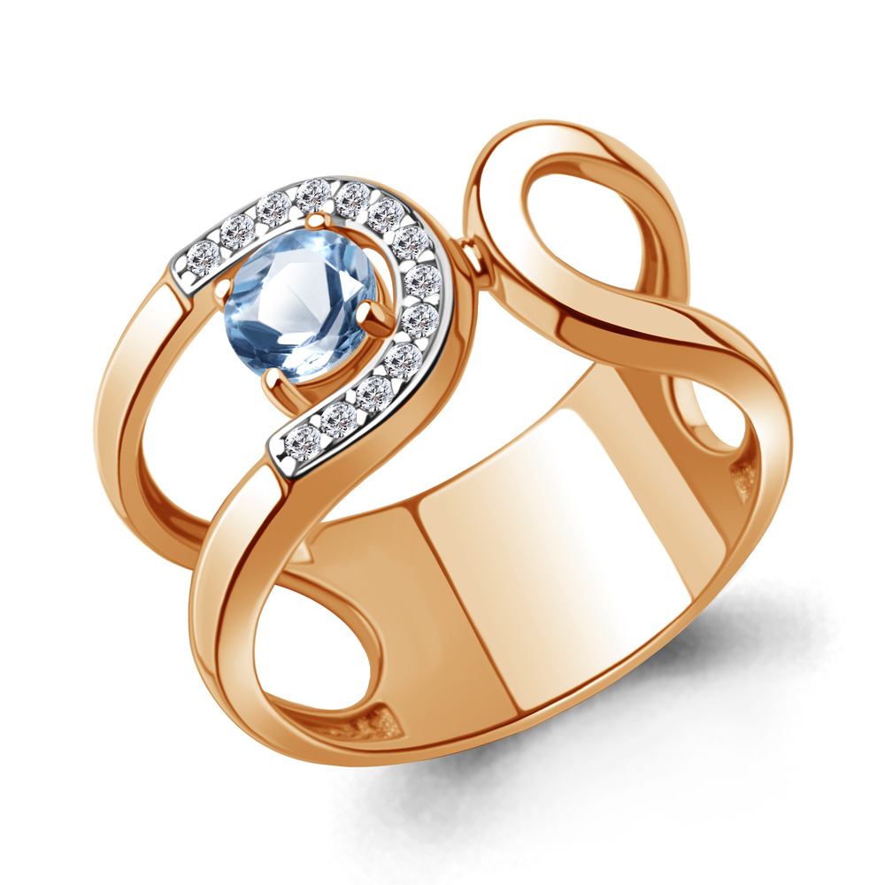 

Кольцо из серебра с топазом/фианитом р., Aquamarine 6984705А, 6984705А_925_з