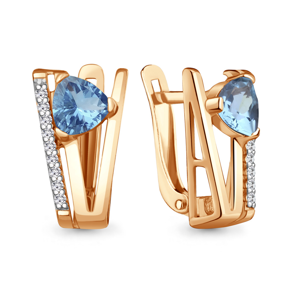 

Серьги из серебра с топазом/фианитом Aquamarine 4326505А, 4326505А_925_з