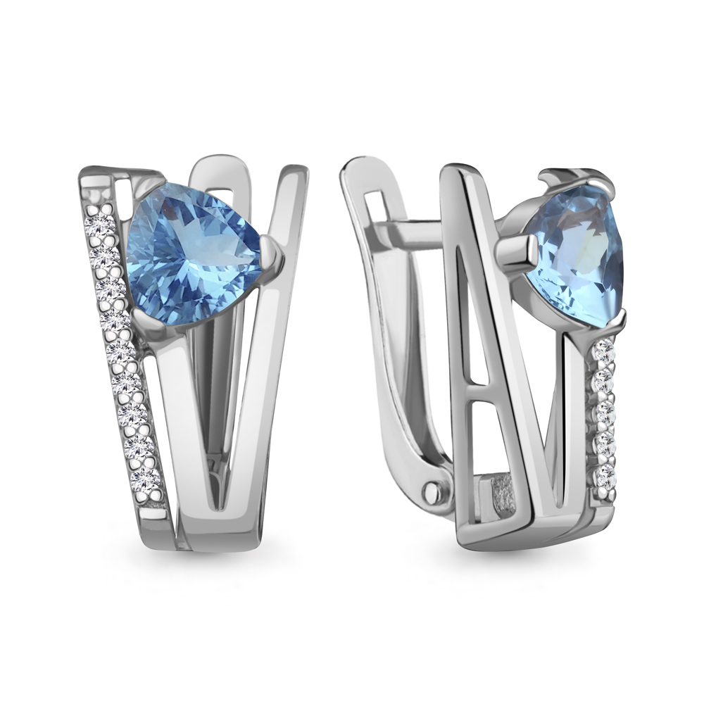 

Серьги из серебра с топазом/фианитом Aquamarine 4326505А, 4326505А_925_р