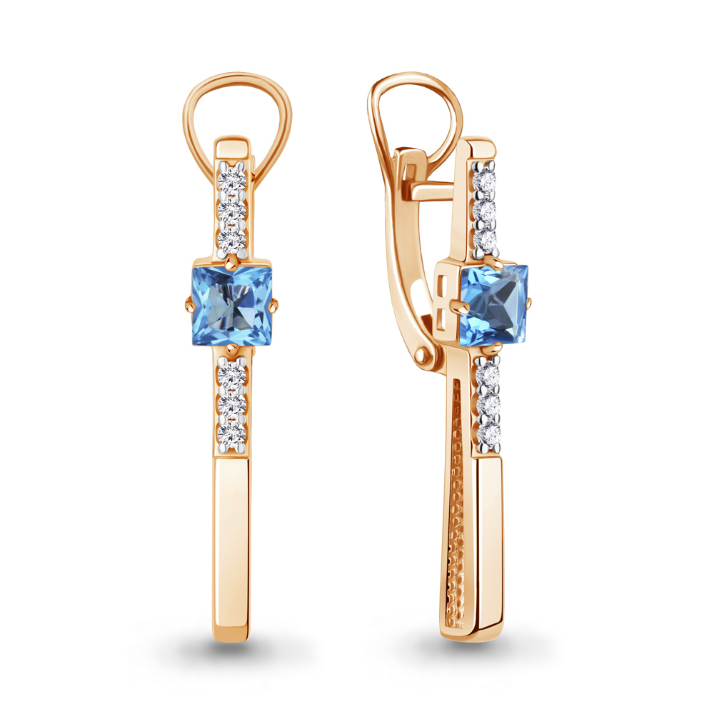 

Серьги из серебра с топазом/фианитом Aquamarine 4328905А, 4328905А_925_з