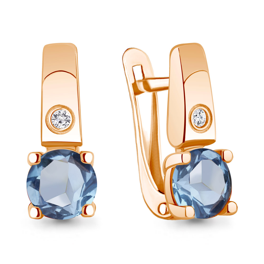 

Серьги из серебра с топазом/фианитом Aquamarine 4798505А, 4798505А_925_з
