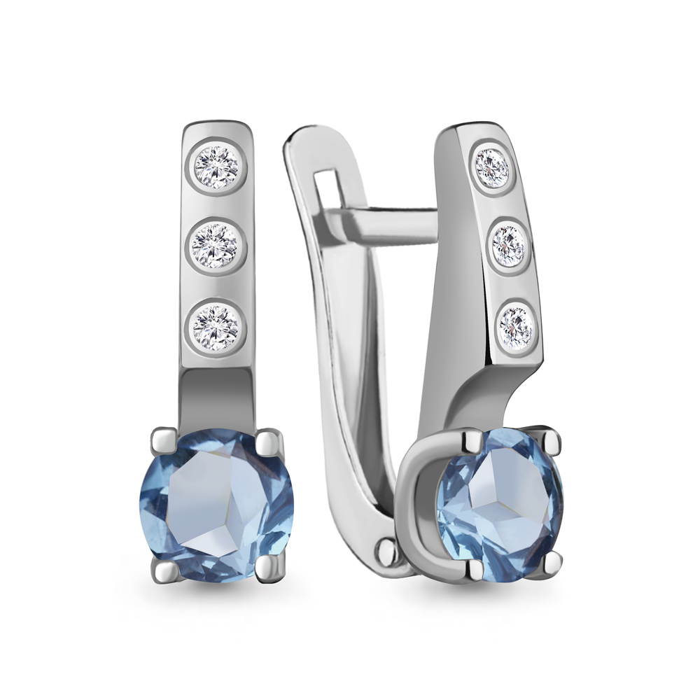 

Серьги из серебра с топазом/фианитом Aquamarine 4798405А, 4798405А_925_р