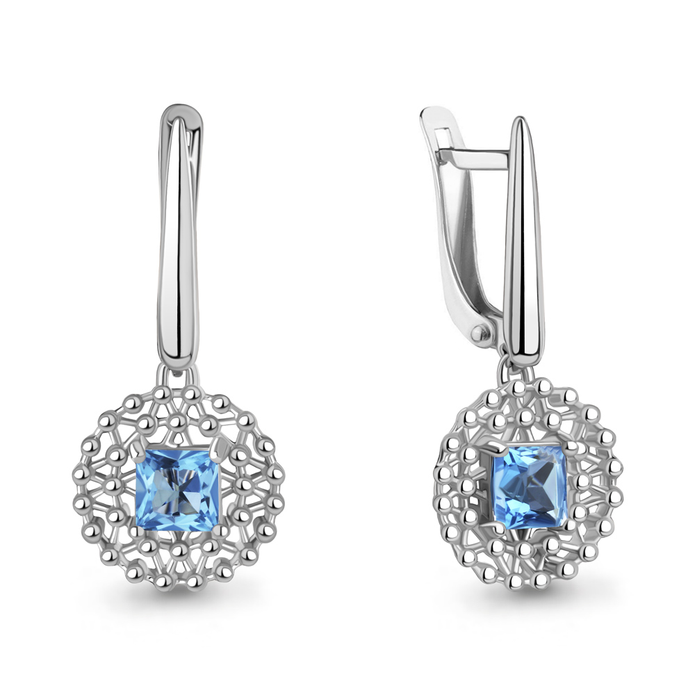 

Серьги подвески из серебра с топазом Aquamarine 4961805, 4961805_925_р