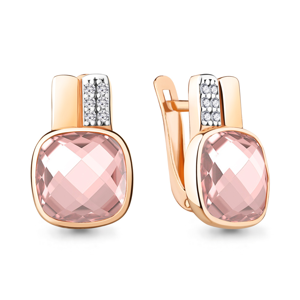 

Серьги из серебра с морганитом искусственным/фианитом Aquamarine 4750190А_925_з, 4750190А_925_з