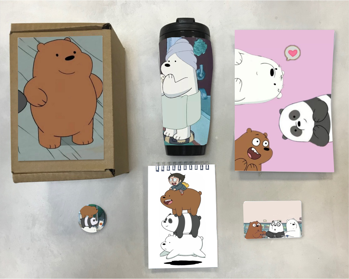 

Бокс с подарком с принтом вся правда о медведях, We Bare Bears ВB0003, 5 предметов