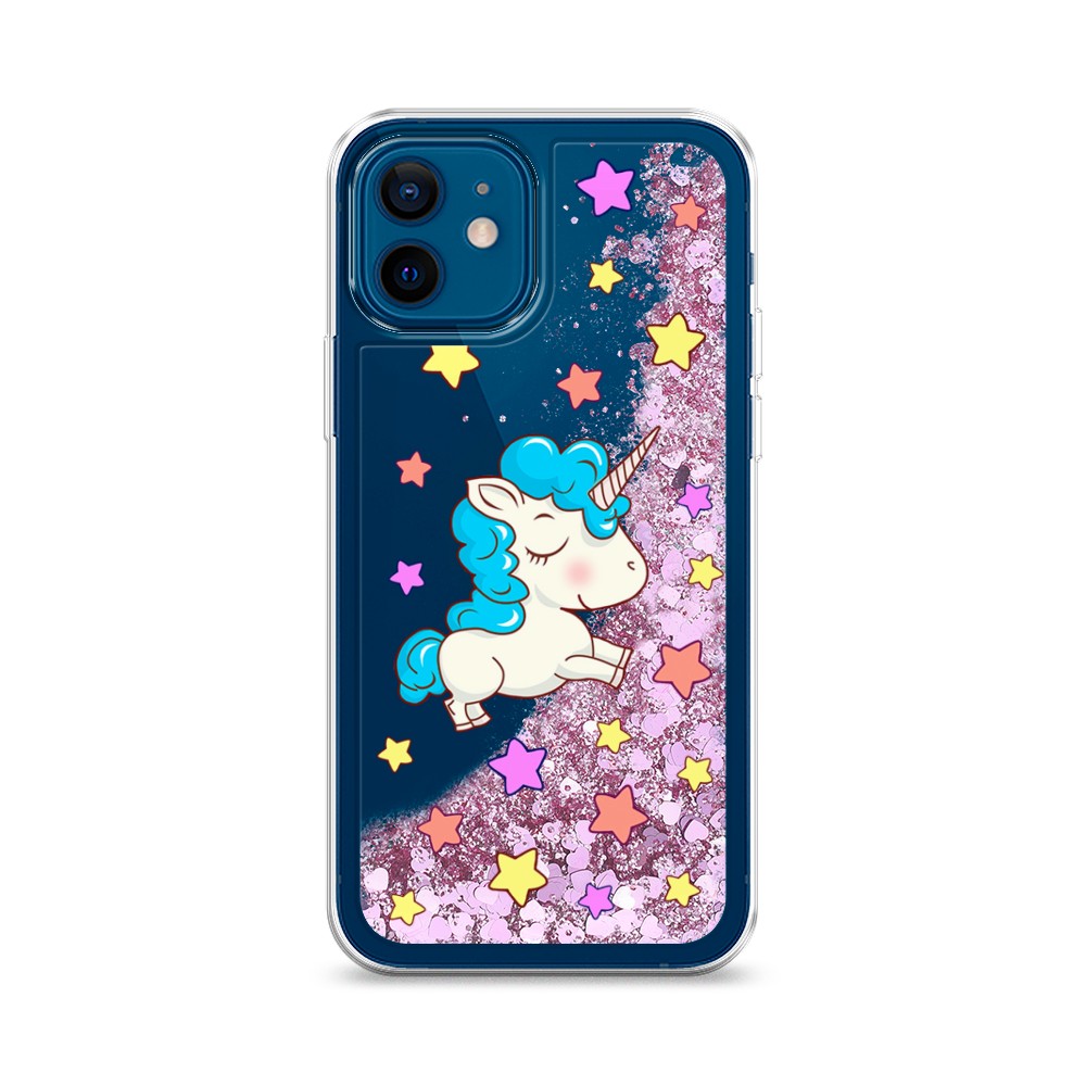 

Жидкий чехол с блестками "Звездный единорог" на Apple iPhone 12, 12594-1