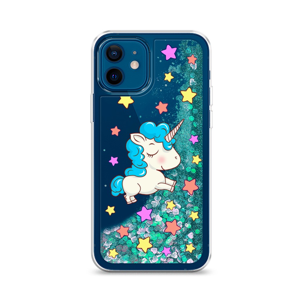 

Жидкий чехол с блестками "Звездный единорог" на Apple iPhone 12, 12595-1