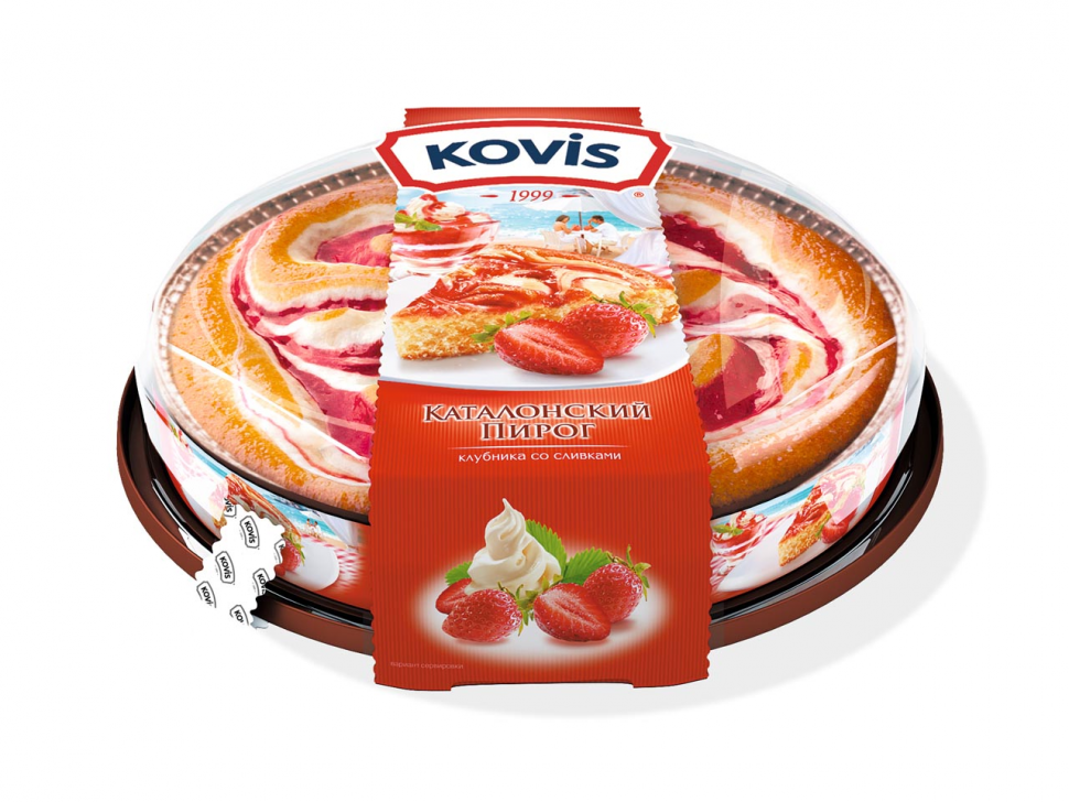

Пирог каталонский Kovis клубника со сливками 400 г