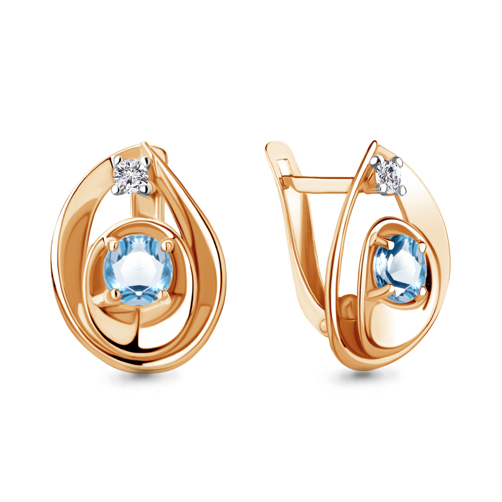 

Серьги из серебра с топазом/фианитом Aquamarine 4750205А_925_з, 4750205А_925_з