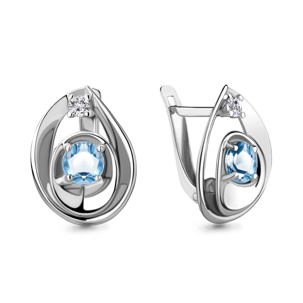 

Серьги из серебра с топазом/фианитом Aquamarine 4750205А_925_р, 4750205А_925_р