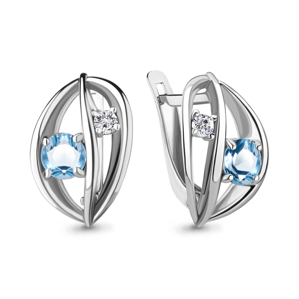

Серьги из серебра с топазом/фианитом Aquamarine 4750305А_925_р, 4750305А_925_р